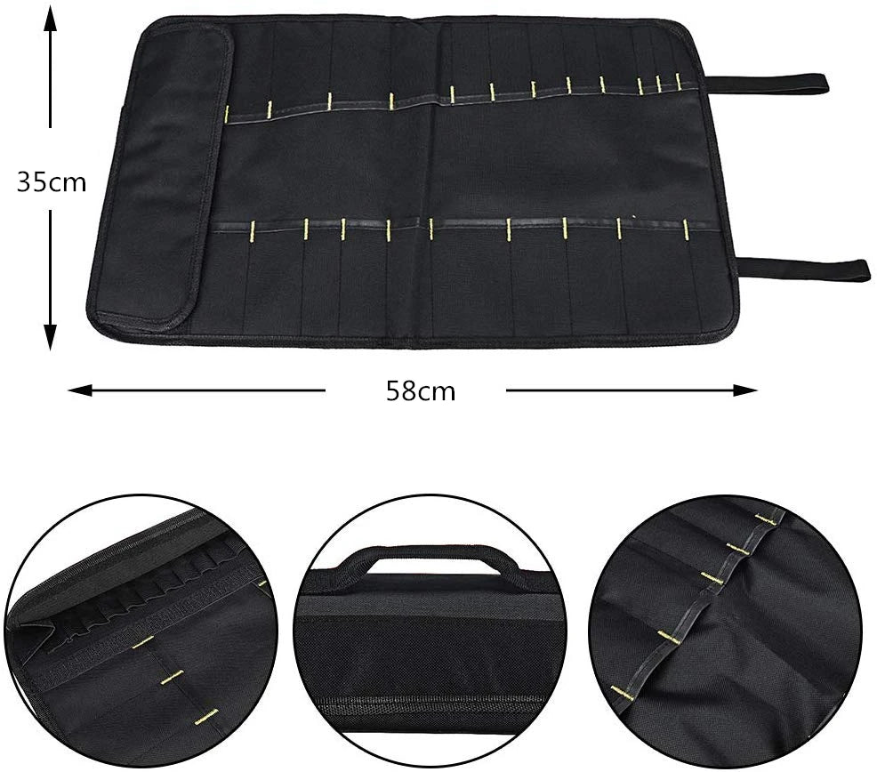 LMETJMA Premium 22 ranuras bolsa para cuchillos de Chef tela Oxford bolsa enrollable para cuchillos portátil duradero bolsa de almacenamiento de cubiertos funda de transporte KC0318