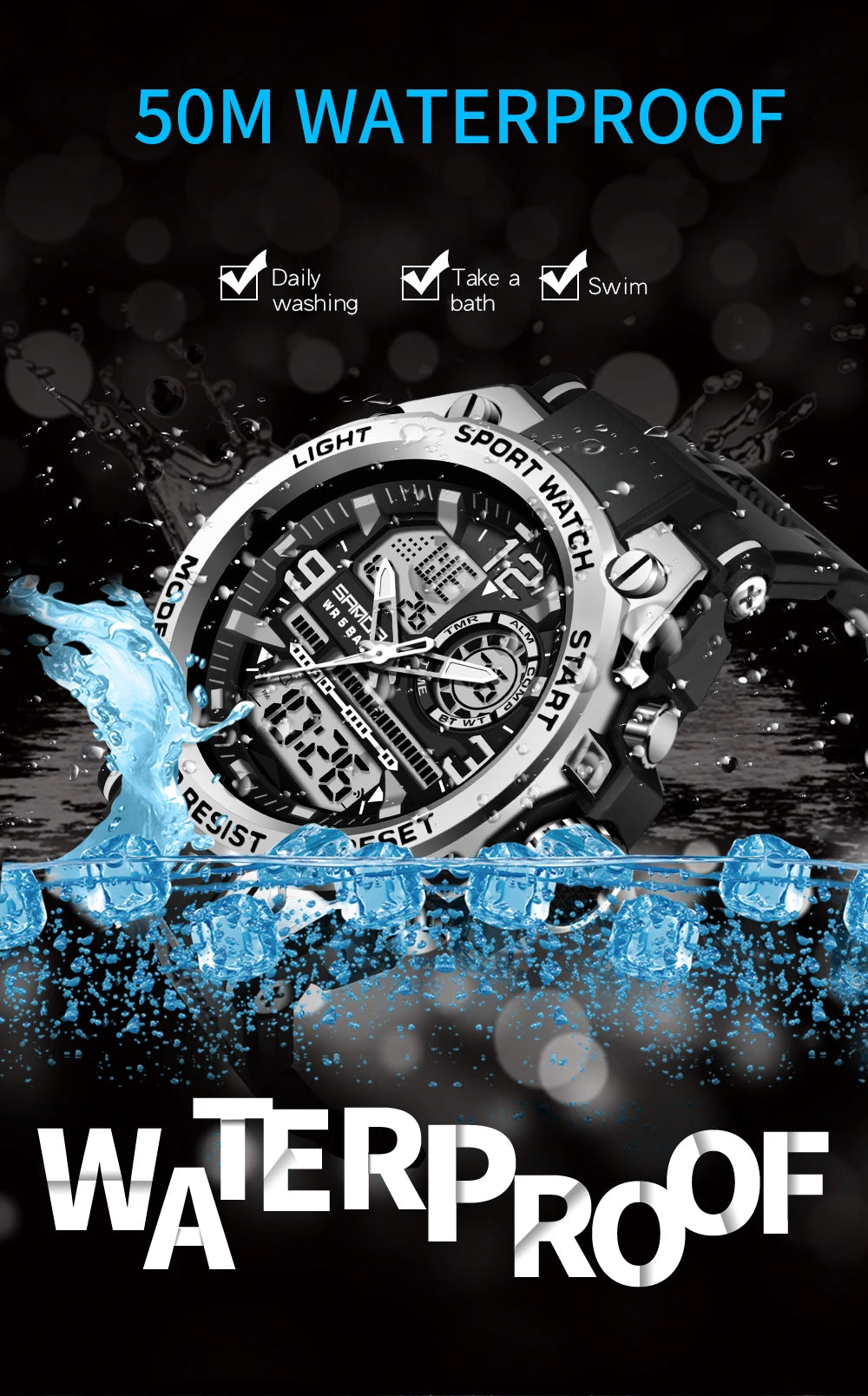 Reloj Militar SANDA Pantalla Dual LED Digital para Hombre