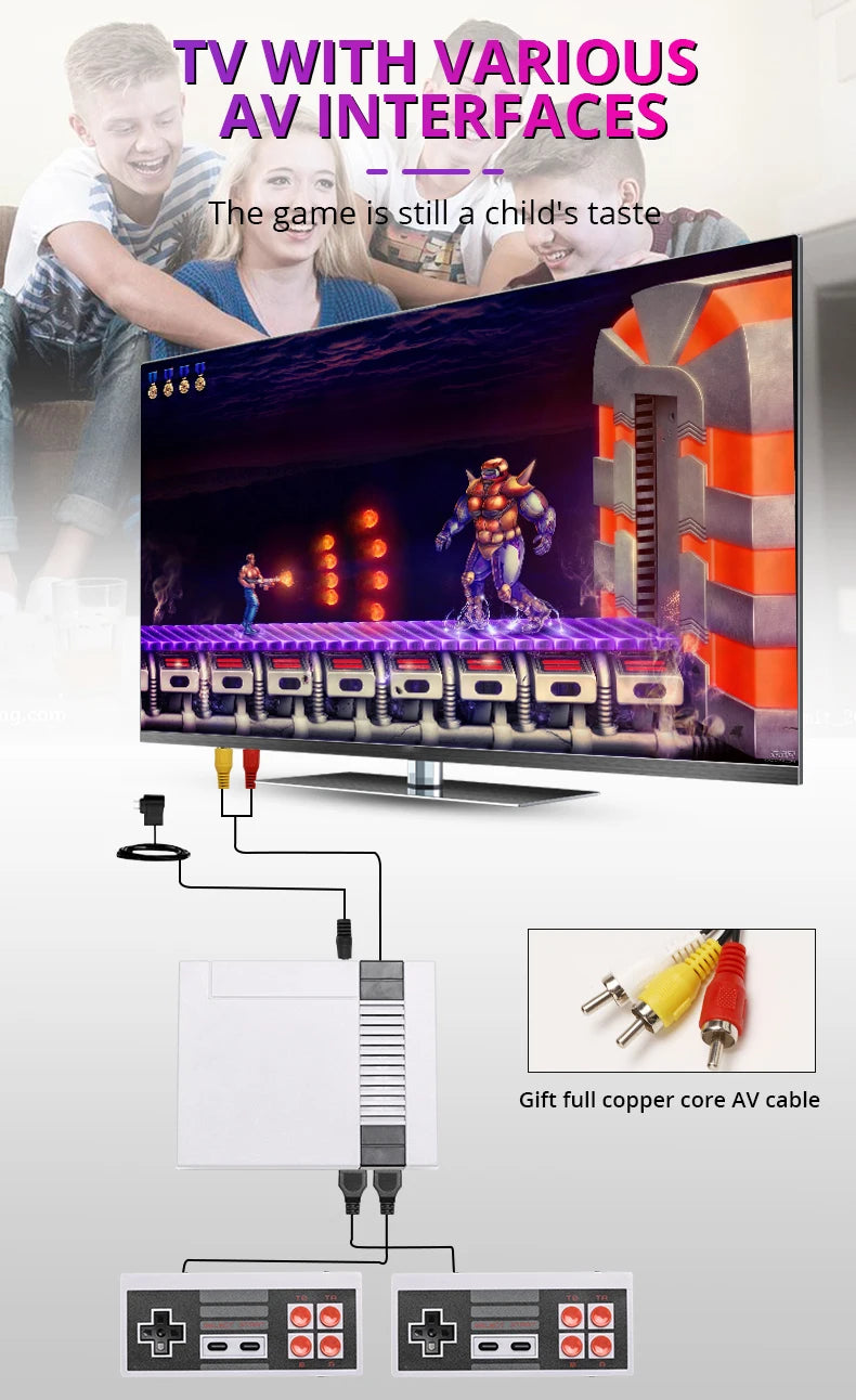 Consola de videojuegos Retro, consola de TV con salida AV, 500 juegos clásicos integrados, mando Dual para FC/ N ES