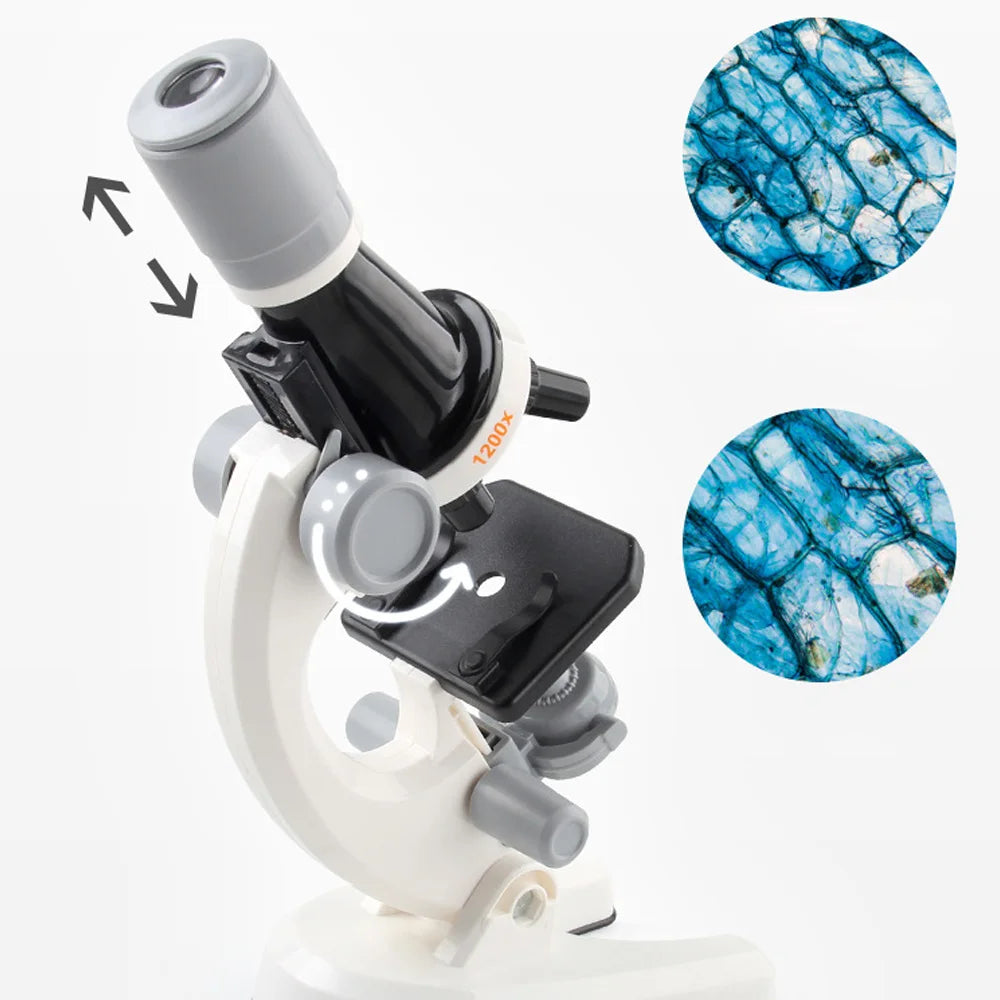 Kit Microscopio Educativo para Niños LED 100X 400X 1200X