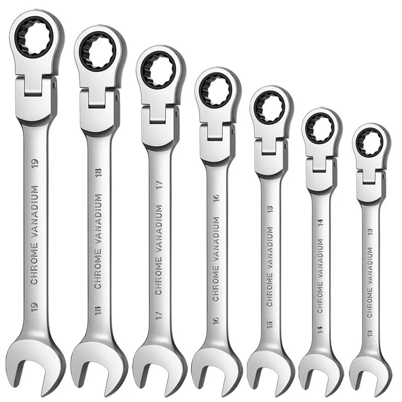 Llave de trinquete de cabeza pivotante Flexible, herramienta manual métrica de garaje para reparación de automóviles y hogares, 1 unidad