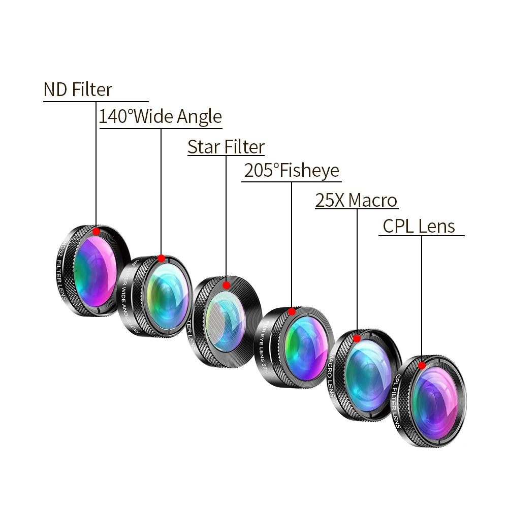 Kit 6 en 1 Lentes para Cámara de Teléfono APEXEL Universal