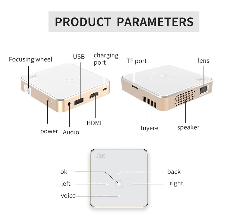 Salange P30 Mini proyector DLP portátil Home Theater 1080P 4K compatible con Wifi TV sin pantalla para teléfono móvil Smartphone