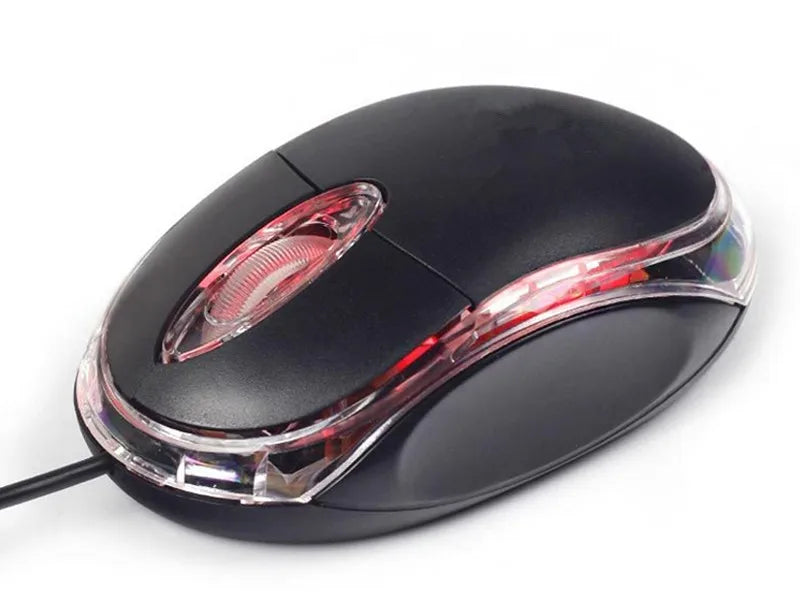 Mini ratón óptico con cable USB LED ratón de diseño ergonómico para PC/portátil/portátil