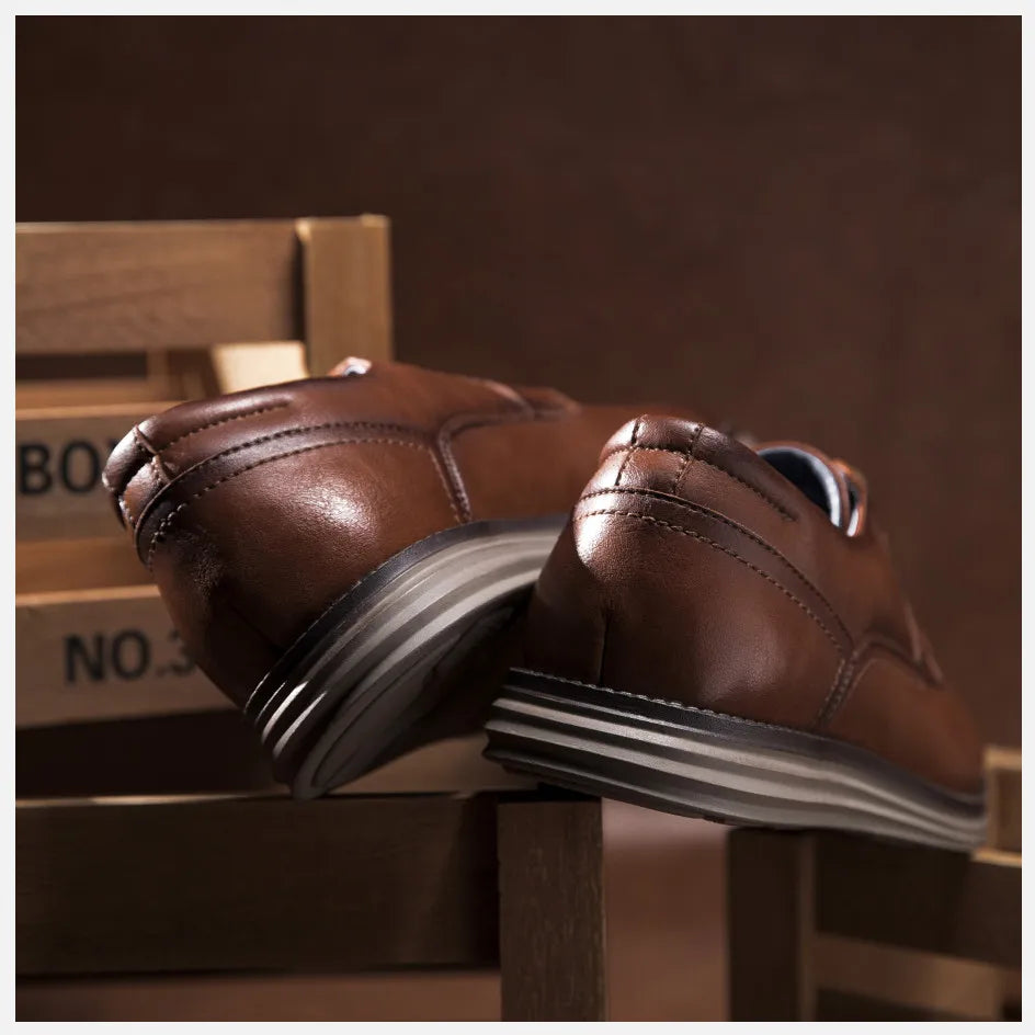 BHKH zapatillas de deporte masculinas Otoño/Invierno traf zapatos casuales de cuero para hombres trabajo de negocios Oficina zapatos de vestir con cordones para hombres talla 47