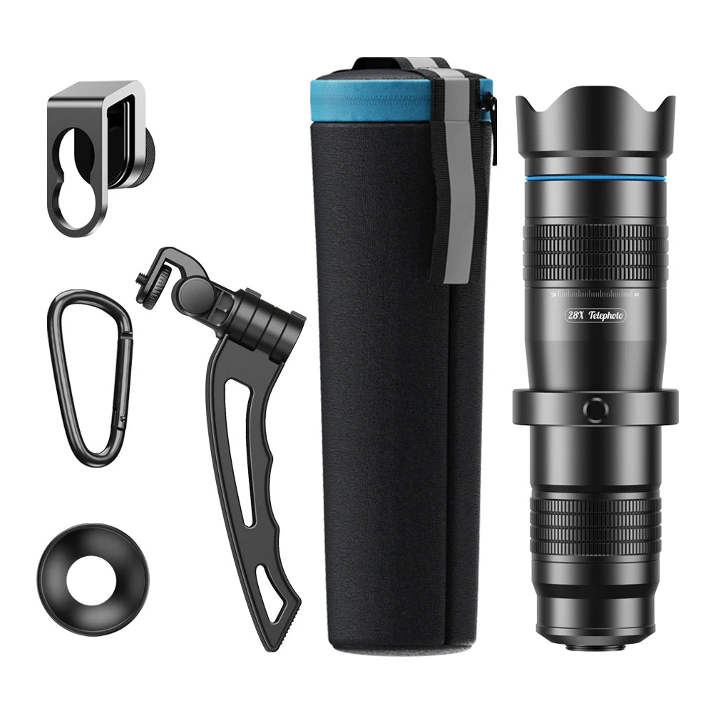 Lente Telescópica APEXEL 28x para Smartphone con Trípode