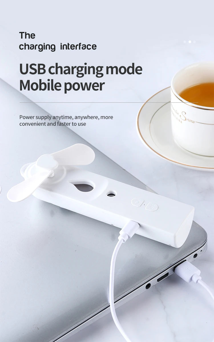 Mini Ventilador de Mano con Mister USB Plegable