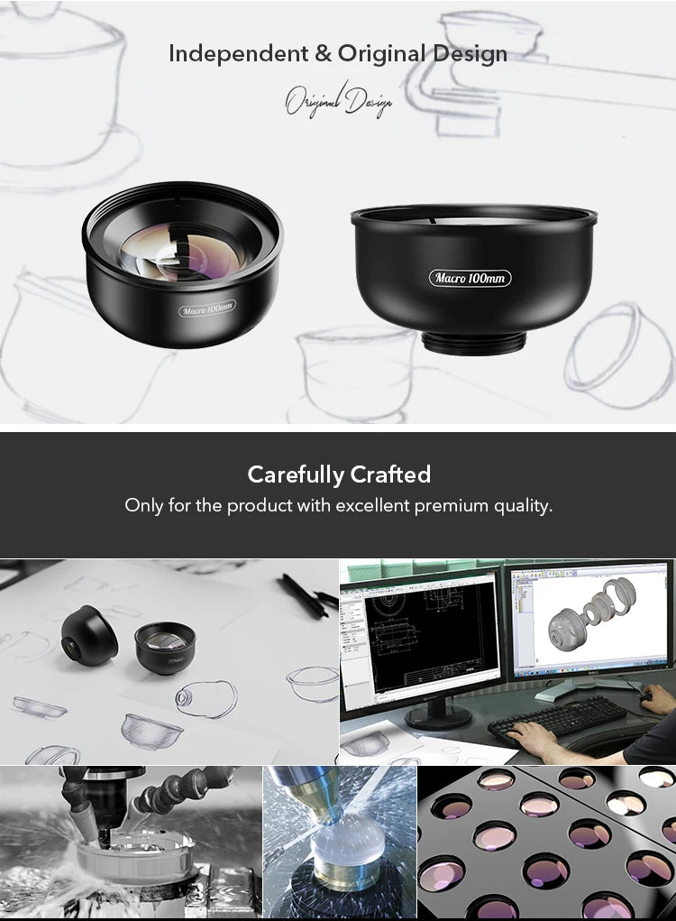Lente Macro 4K HD 100mm APEXEL con Luz LED para Smartphone