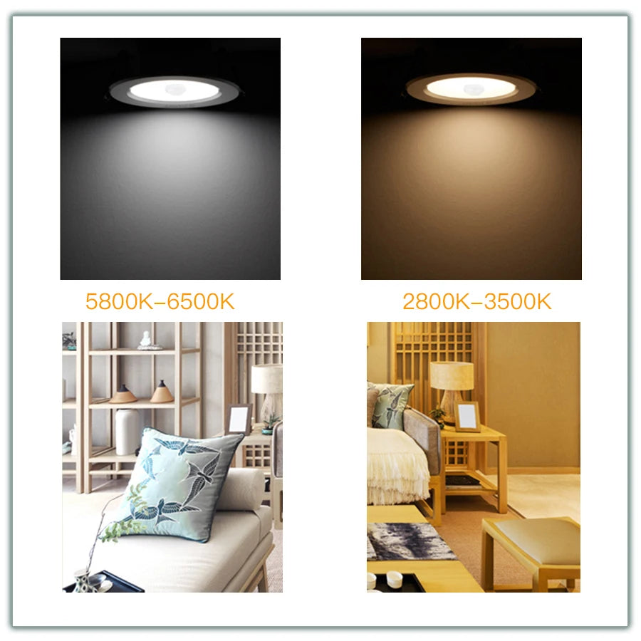 Foco LED Empotrable Redondo con Sensor de Movimiento