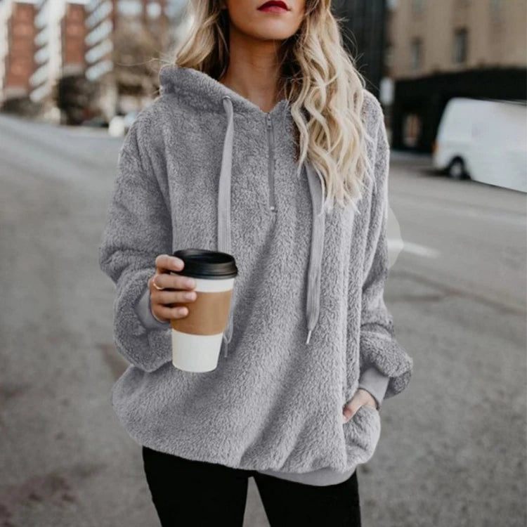 Suéter con capucha de manga larga para mujer, abrigo monocromático, tendencia de moda
