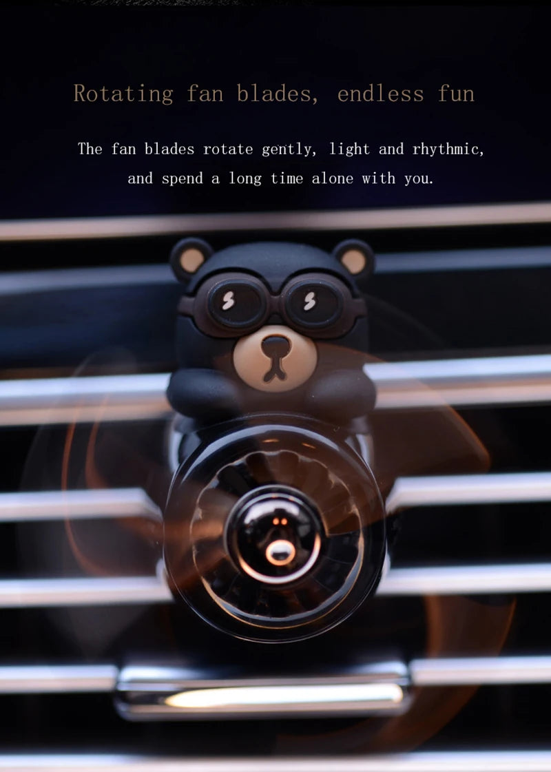 Ambientador para coche Bear Pilot Hélice giratoria Salida de aire Perfume Aroma Fragancia Diseño magnético