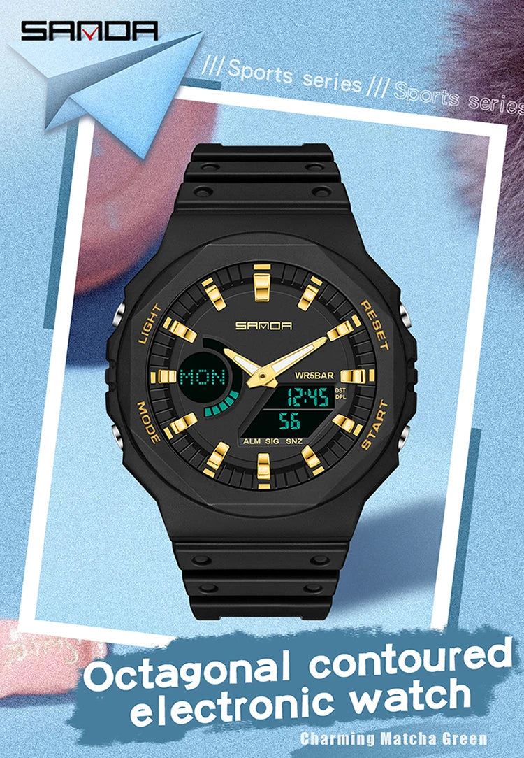 Reloj Digital LED Militar SANDA Estilo G para Hombre Resistente 50M