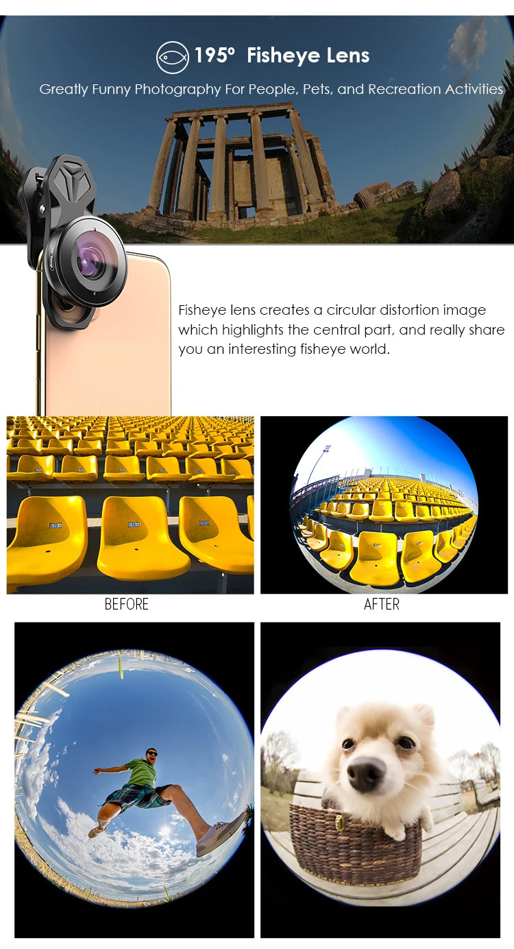 Kit 5 en 1 de Lentes APEXEL 4K HD para Cámara de Teléfono