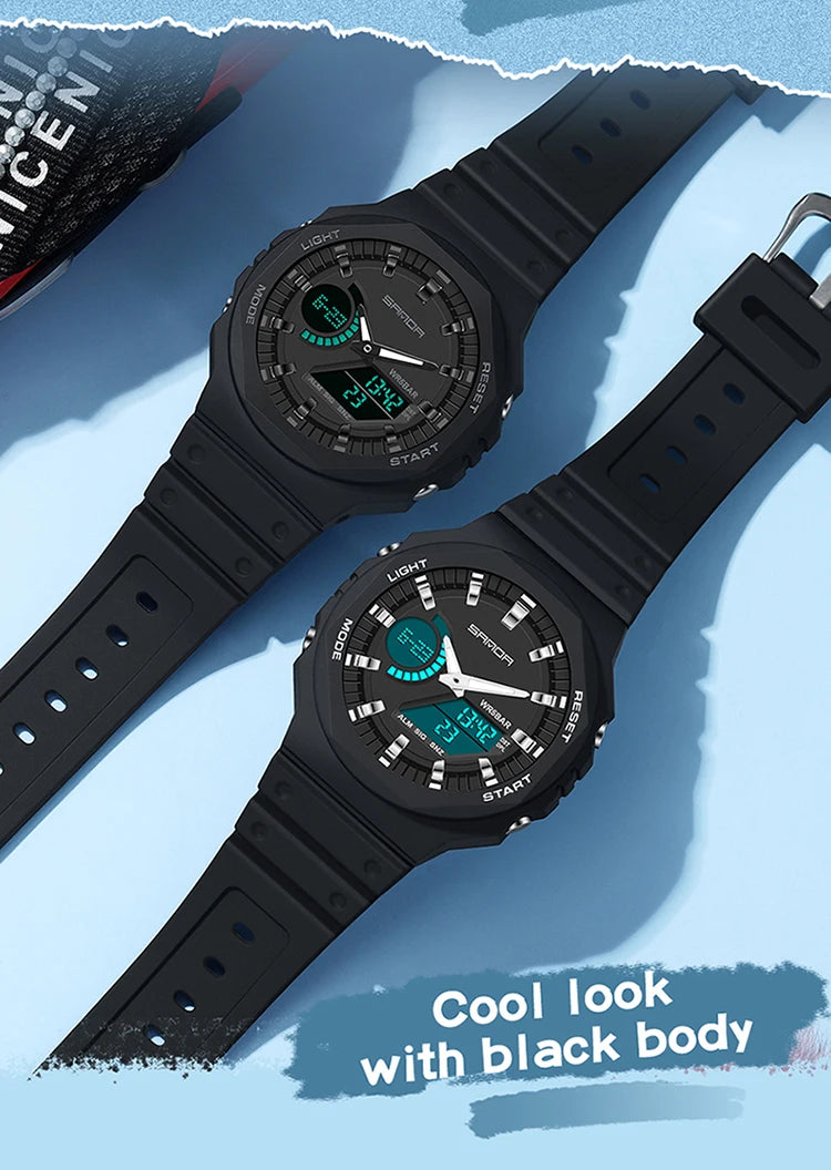 Reloj Digital LED Militar SANDA Estilo G para Hombre Resistente 50M