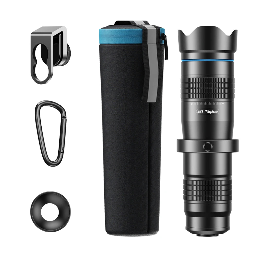 Lente Telescópica APEXEL 28x para Smartphone con Trípode