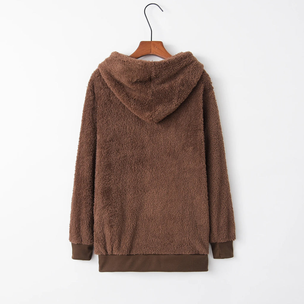 Suéter con capucha de manga larga para mujer, abrigo monocromático, tendencia de moda