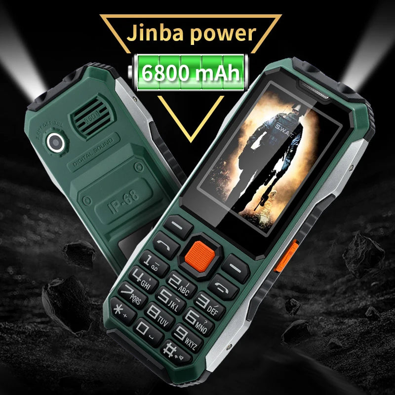 Teléfono exterior delgado y resistente, doble SIM, botón grande, Larga modo de reposo, lista negra, altavoz, dos linternas, marcación SOS, reproductor de vídeo MP3