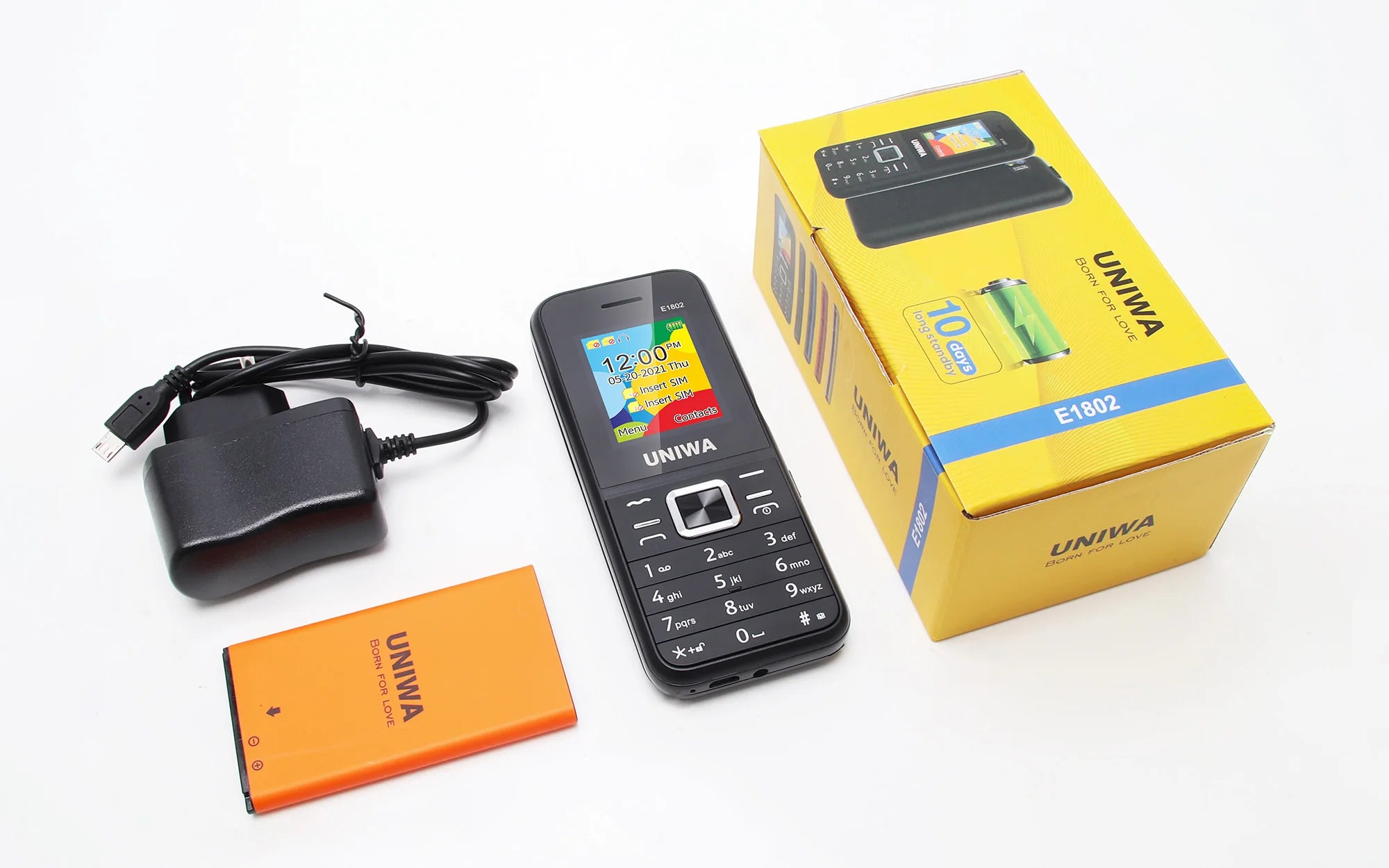 Teléfono Móvil UNIWA E1802 GSM para Personas Mayores, con Botones Grandes, Sonido Fuerte, Radio FM, Doble SIM, Desbloqueado