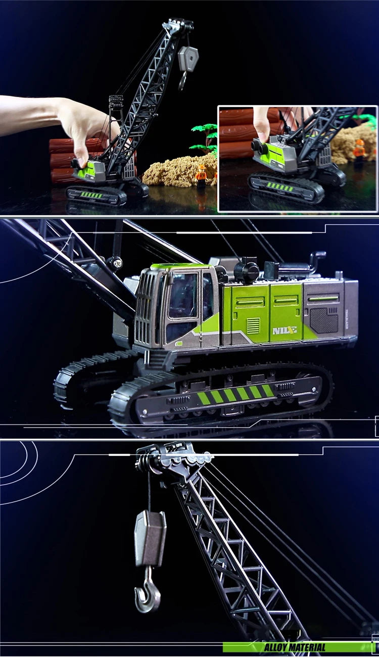 Vehículos de Ingeniería Diecast para Niños, Grúa Excavadora Bulldozer