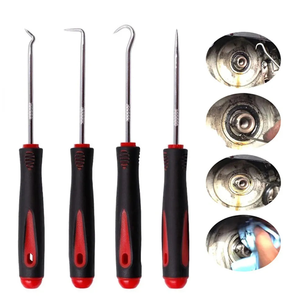 Juego de ganchillos y juntas extractoras, herramientas mecánicas de mano para quitar el sello de aceite automático del coche, removedor de juntas tóricas, artesanía, 4 piezas