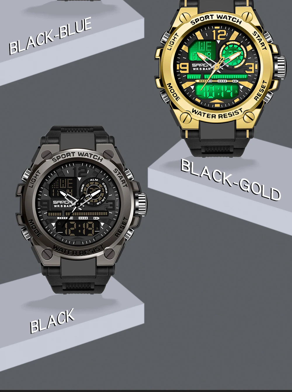 Reloj Militar SANDA Pantalla Dual LED Digital para Hombre