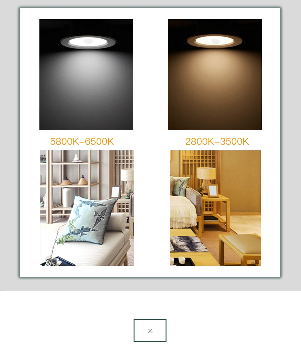 Foco LED Empotrable Redondo con Sensor de Movimiento