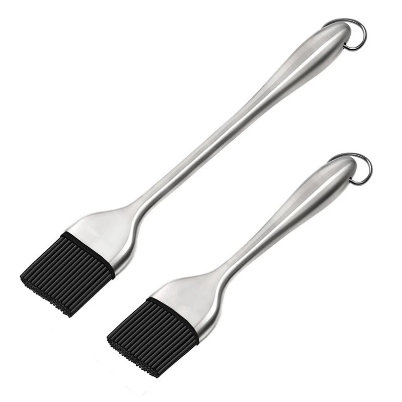 LMETJMA-cepillo de silicona para barbacoa, sin BPA, para repostería, con mango de acero inoxidable, cepillo para aceite de pavo para asar