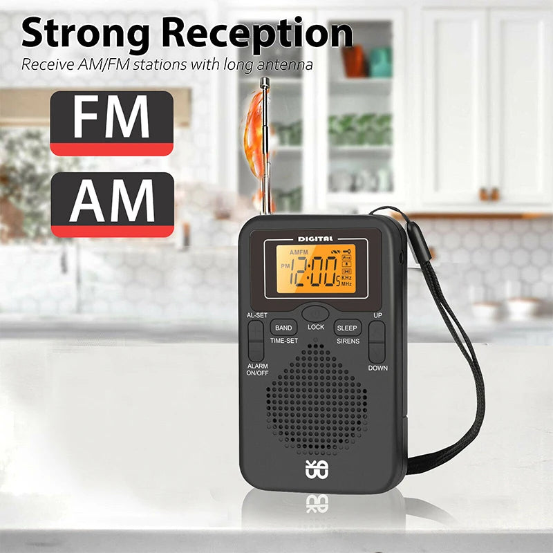 Mini Radio Portátil AM FM de Bolsillo con Altavoz y Despertador