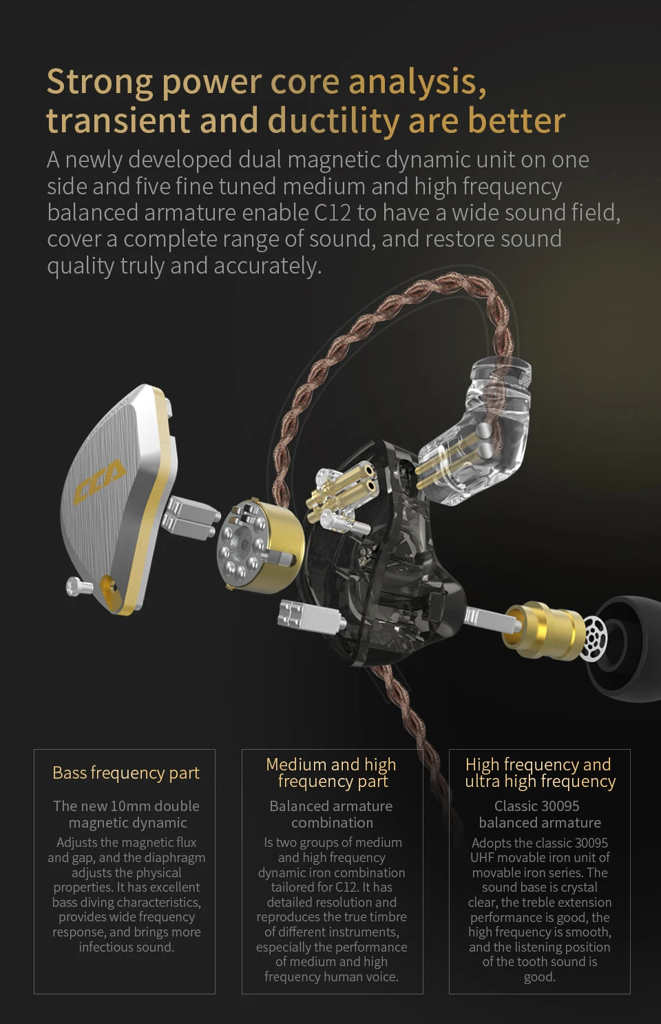CCA C12 Auriculares Híbridos de Metal HiFi