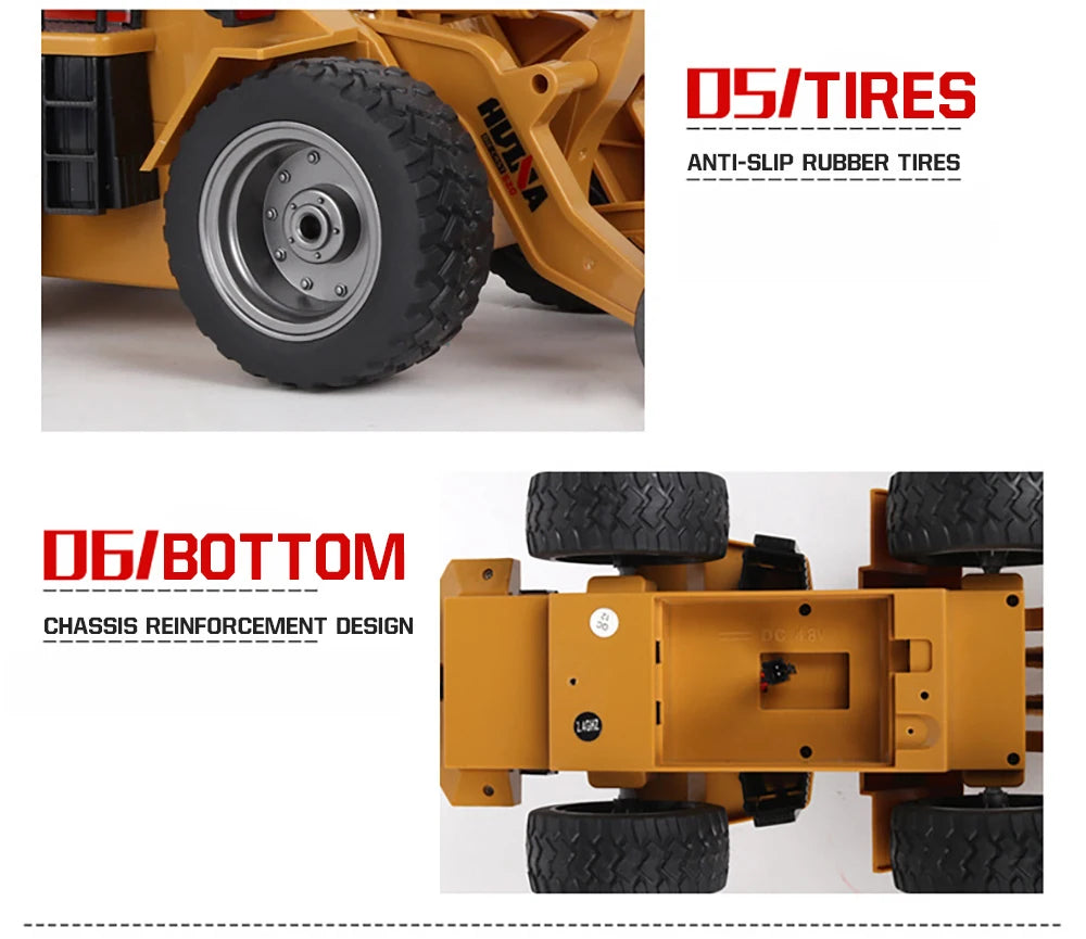 Tractor RC 1:18 con Pala Huina Juguete de Control Remoto