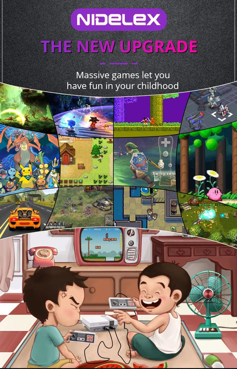 Consola de videojuegos Retro, consola de TV con salida AV, 500 juegos clásicos integrados, mando Dual para FC/ N ES