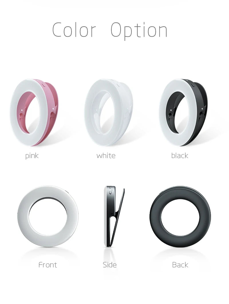 Anillo de luz LED para Selfie, lente para teléfono móvil, lámpara LED para Selfie, anillo para iPhone, Samsung, Xiaomi, teléfono, tableta, luz para Selfie