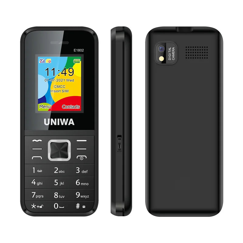 Teléfono Móvil UNIWA E1802 GSM para Personas Mayores, con Botones Grandes, Sonido Fuerte, Radio FM, Doble SIM, Desbloqueado
