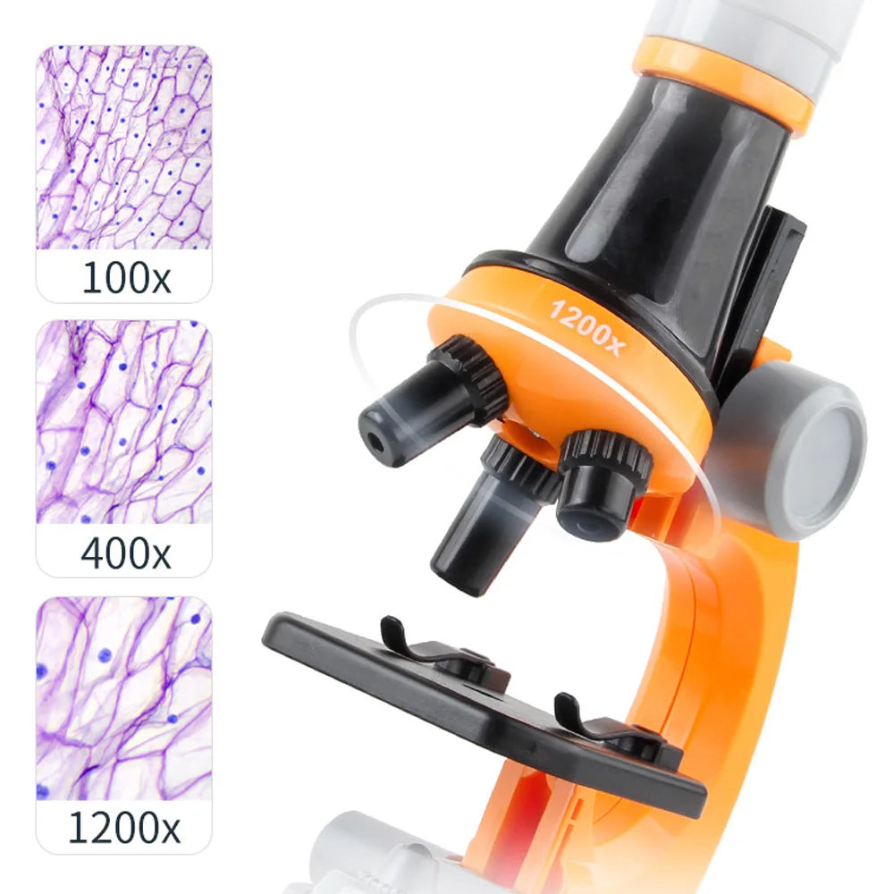 Kit Microscopio Educativo para Niños LED 100X 400X 1200X