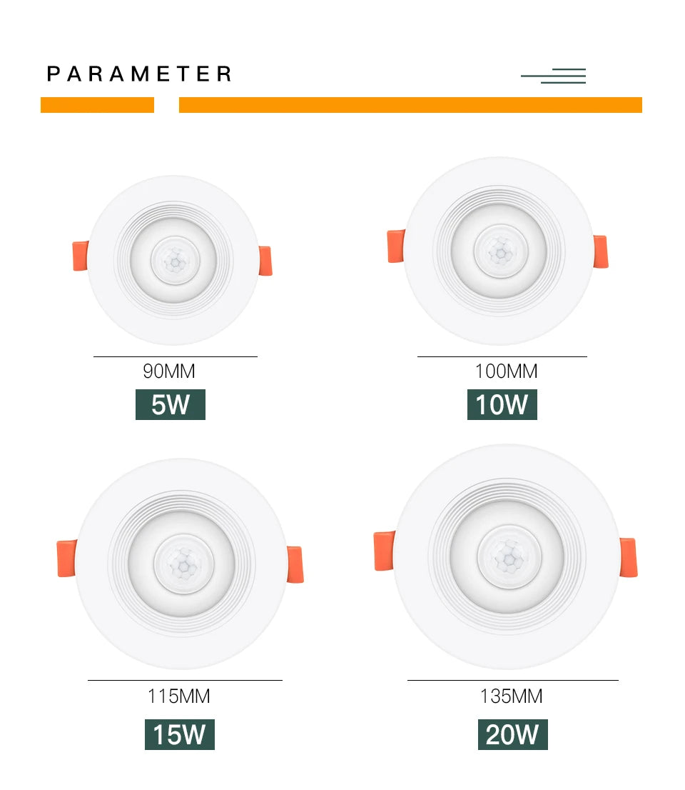 Foco LED Empotrable Redondo con Sensor de Movimiento