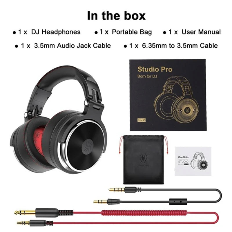 Oneodio con cable Profesional Estudio Auriculares Con microfono Estéreo Estudio Pro DJ Auricular Para El Teléfono de PC Ordenador sobre oreja monitora DJ cascos musica
