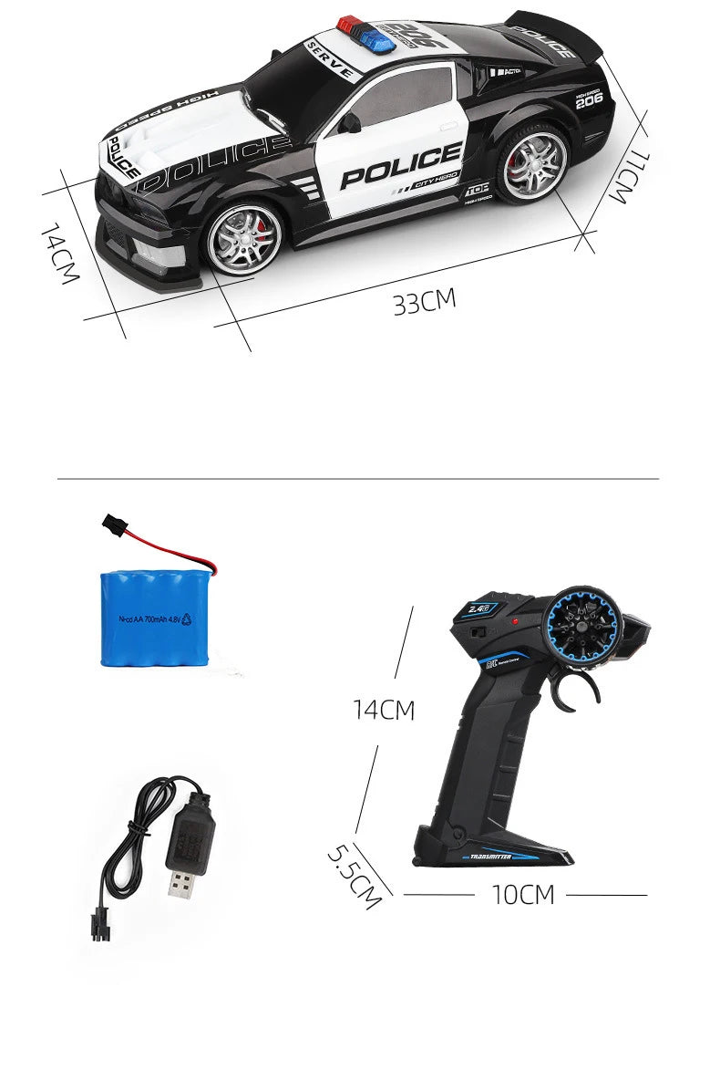 Auto RC Policía 1:12 Control Remoto 2.4G Alta Velocidad