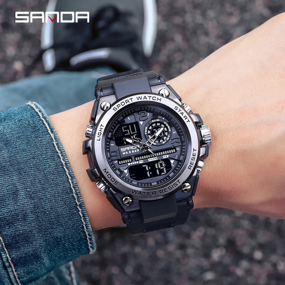 Reloj Militar SANDA Pantalla Dual LED Digital para Hombre