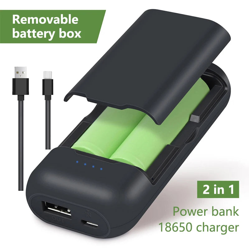 Carcasa power bank 2x18650 USB carga rápida 5V 2A sin soldadura