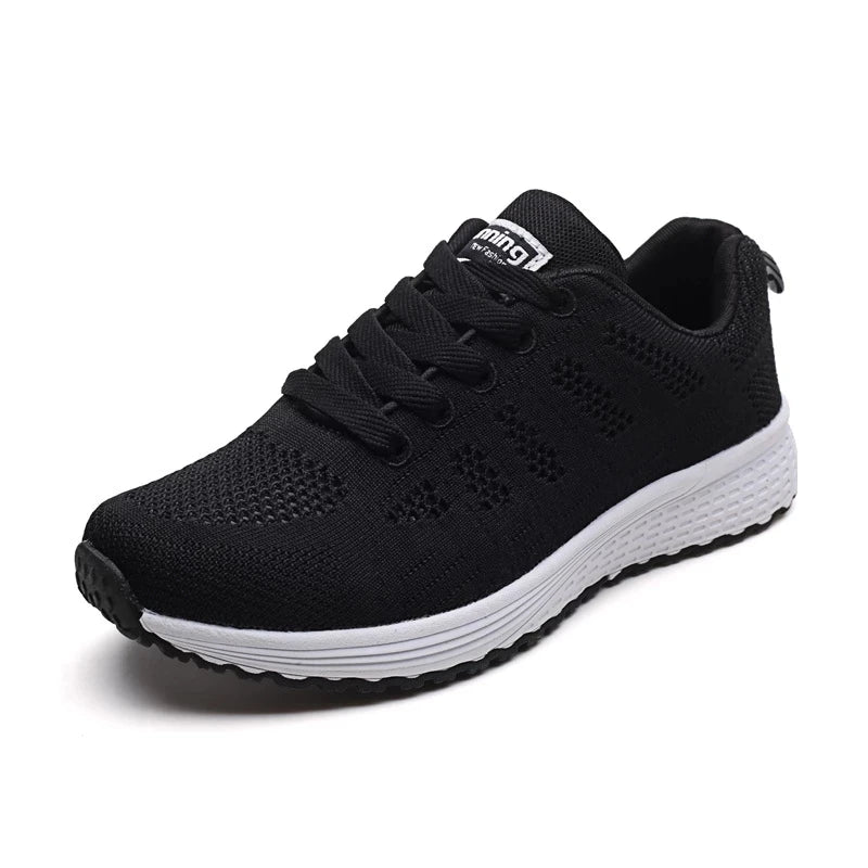 Zapatos informales para mujer, zapatillas planas de malla transpirables a la moda, zapatillas de deporte para mujer 2021, zapatos vulcanizados para gimnasio, calzado blanco para mujer