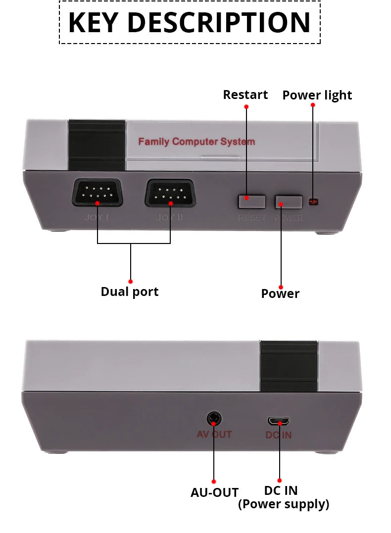 Consola de videojuegos Retro, consola de TV con salida AV, 500 juegos clásicos integrados, mando Dual para FC/ N ES