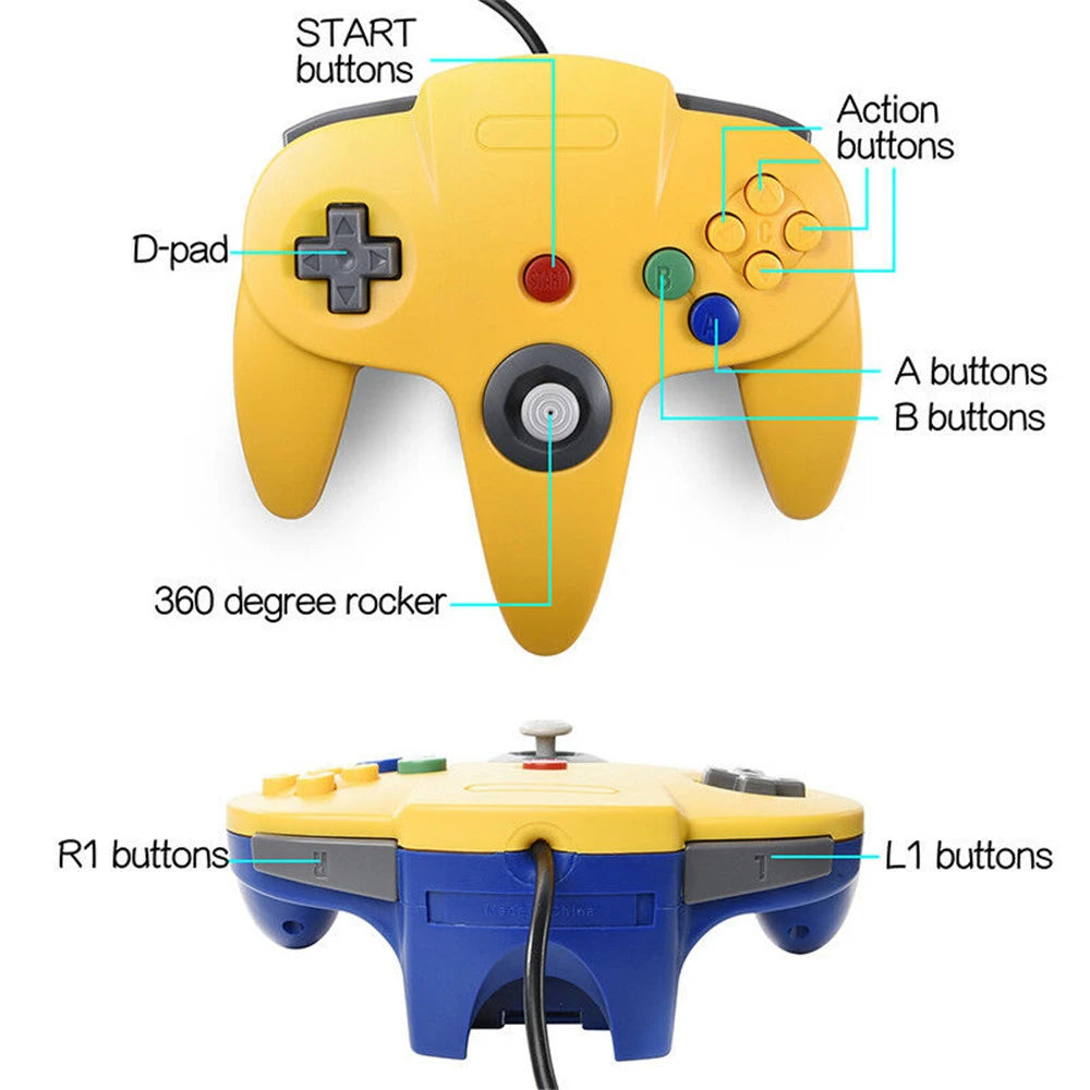 Mando con cable USB N64 mando de mando para Mac ordenador PC mango USB Gamepad