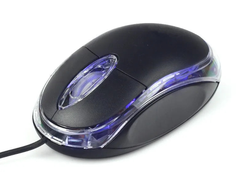 Mini ratón óptico con cable USB LED ratón de diseño ergonómico para PC/portátil/portátil