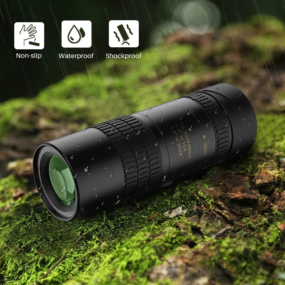 Monocular Telescopio APEXEL HD 10-300x40 con Soporte para Teléfono