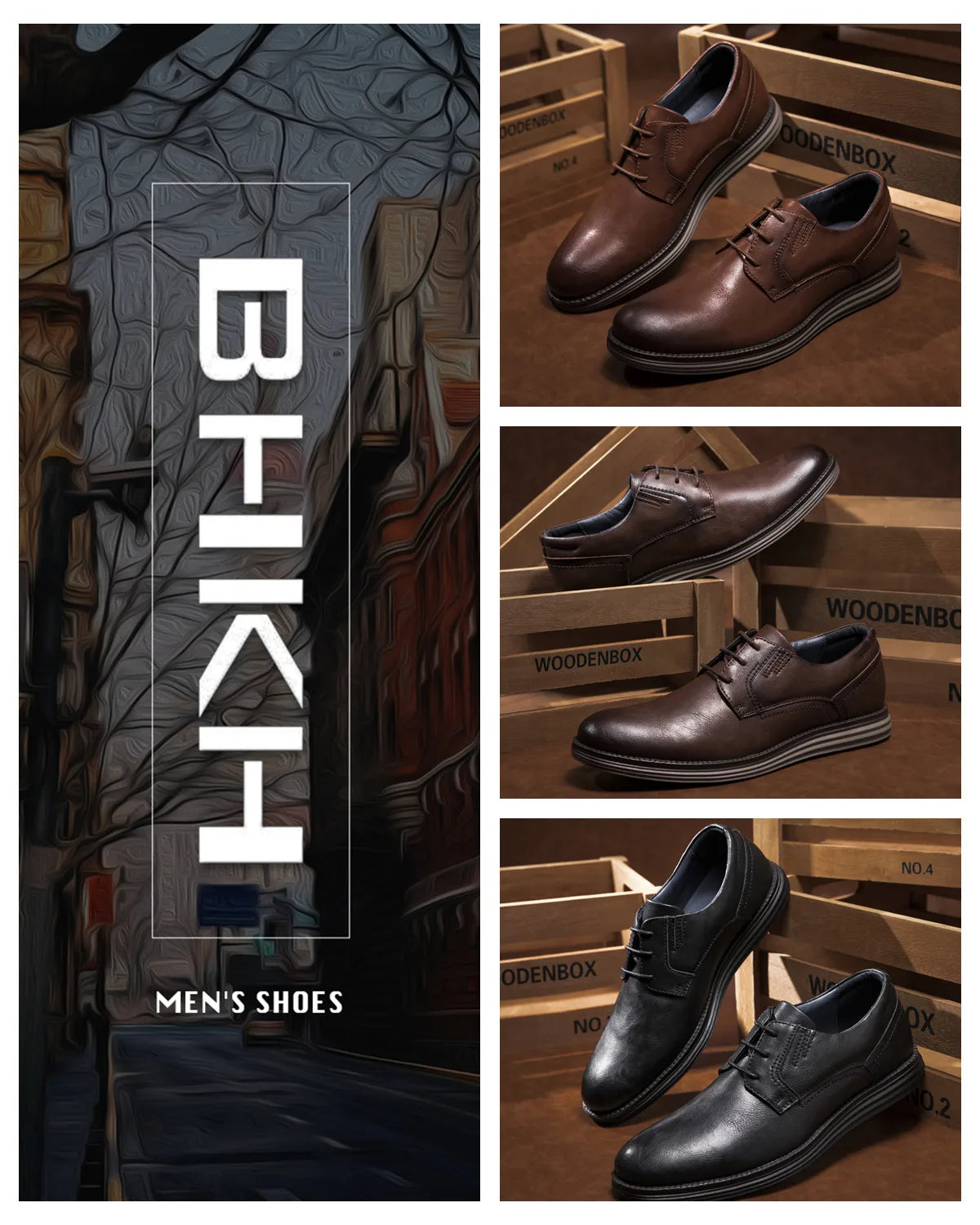 BHKH zapatillas de deporte masculinas Otoño/Invierno traf zapatos casuales de cuero para hombres trabajo de negocios Oficina zapatos de vestir con cordones para hombres talla 47