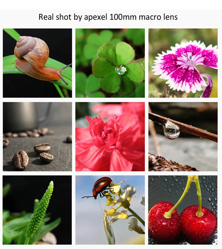 Lente Macro 100mm APEXEL con Filtros CPL y Estrella