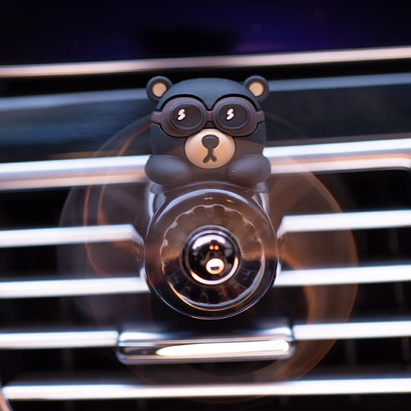 Ambientador para coche Bear Pilot Hélice giratoria Salida de aire Perfume Aroma Fragancia Diseño magnético