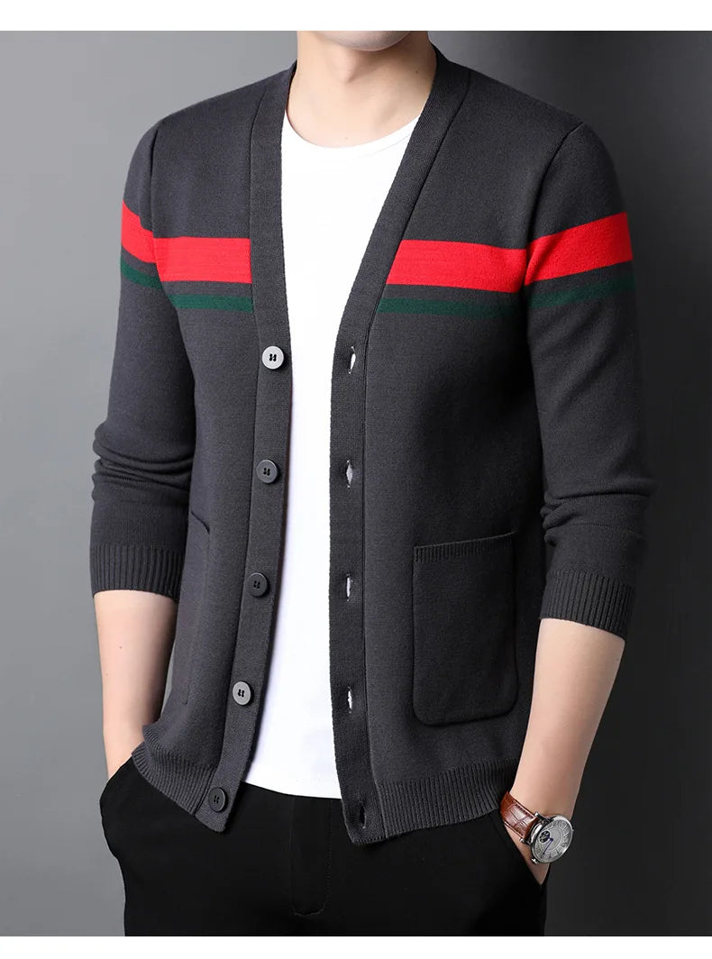Cárdigan de Punto para Hombre con Cuello en V — Estilo Casual