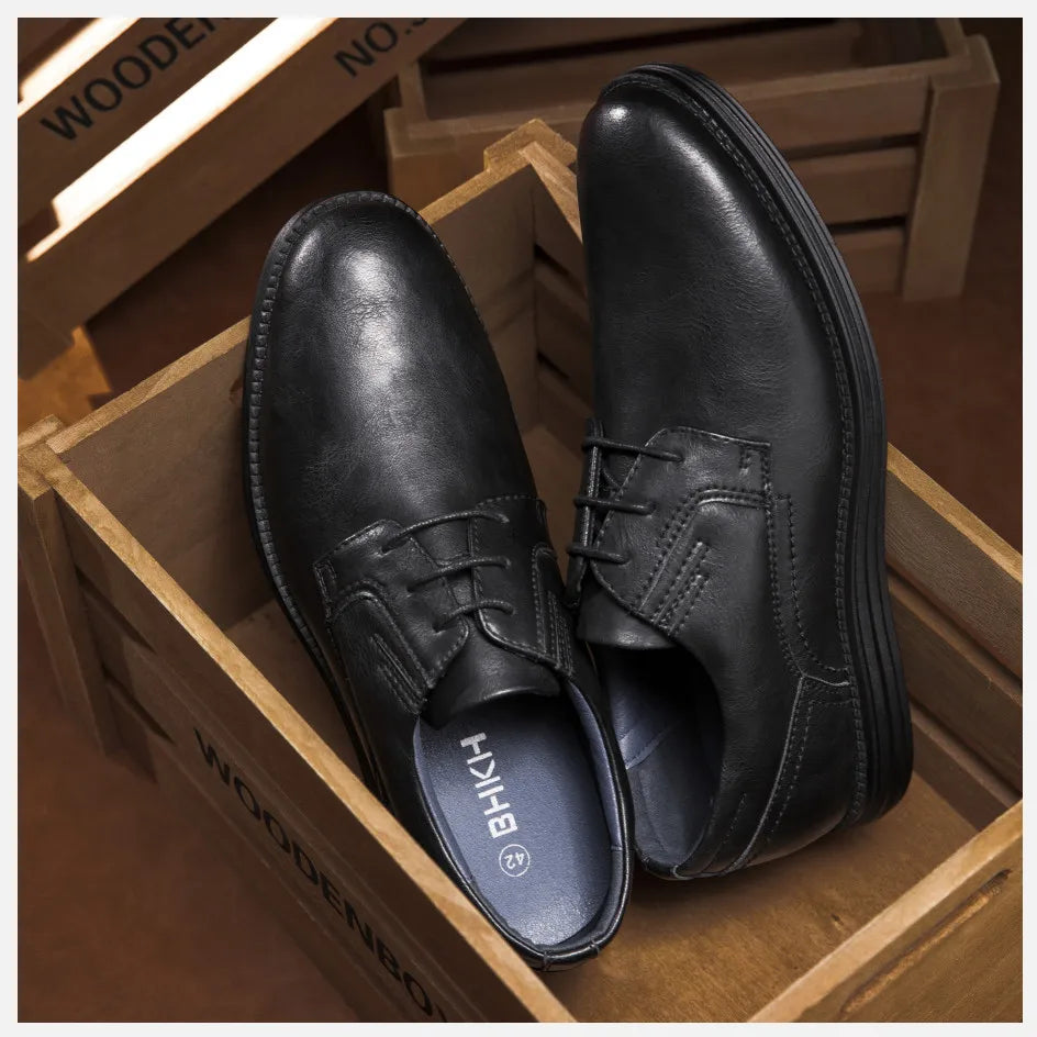 BHKH zapatillas de deporte masculinas Otoño/Invierno traf zapatos casuales de cuero para hombres trabajo de negocios Oficina zapatos de vestir con cordones para hombres talla 47