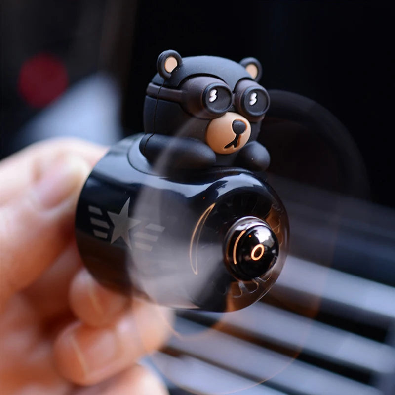Ambientador para coche Bear Pilot Hélice giratoria Salida de aire Perfume Aroma Fragancia Diseño magnético